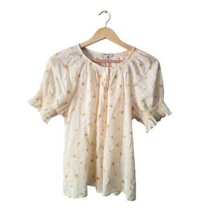 ⚡️LAST DAY⚡️Madewell Cream Blouse with Yellow Floral Pattern